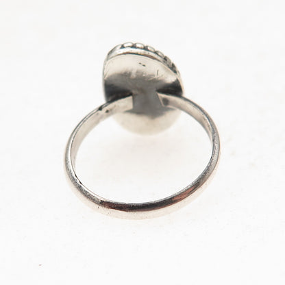 Old Pawn 925 Sterling Silver Vintage Southwestern Black Opal Ring Size 5.25