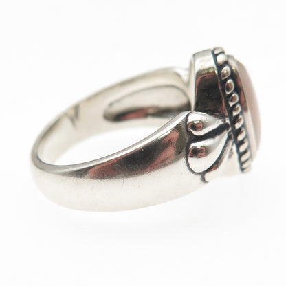 Carolyn Pollack 925 Sterling Silver Vintage Real MOP Oxidized Ring Size 8.25