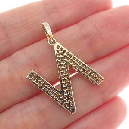 925 Sterling Silver Gold Plated C Z Letter N Initial Sparkle Pendant