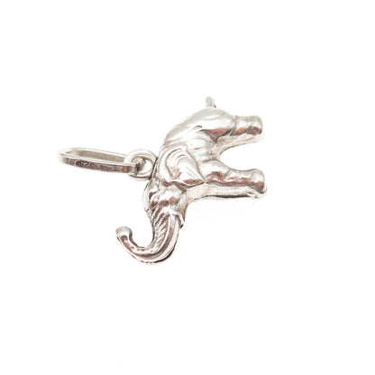 925 Sterling Silver Vintage Italy Elephant Oxidized Charm Pendant
