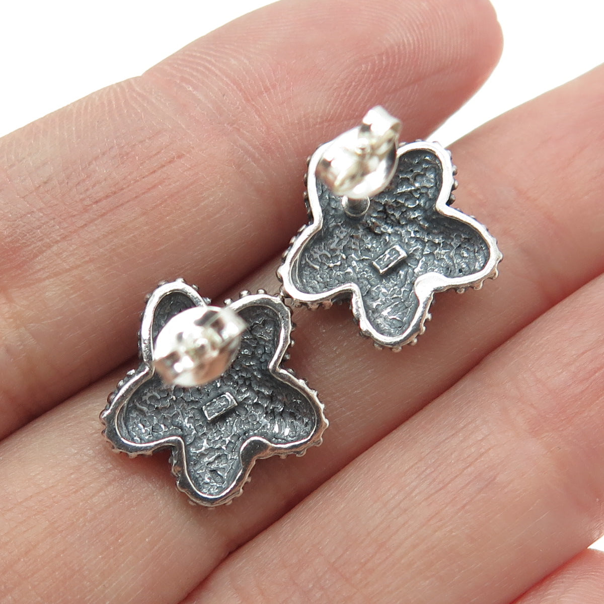 925 Sterling Silver Vintage Starfish Oxidized Earrings