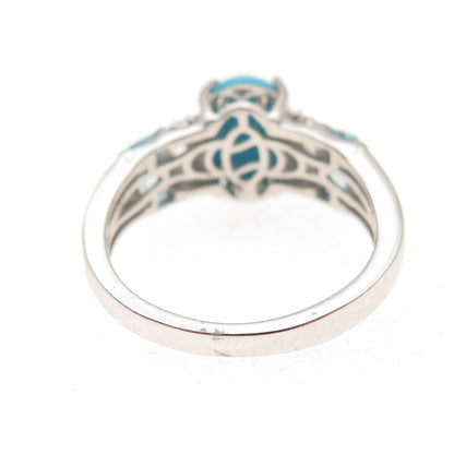 Chuck Clemency 925 Sterling Silver Real Turquoise Blue & White Topaz Ring Size 8