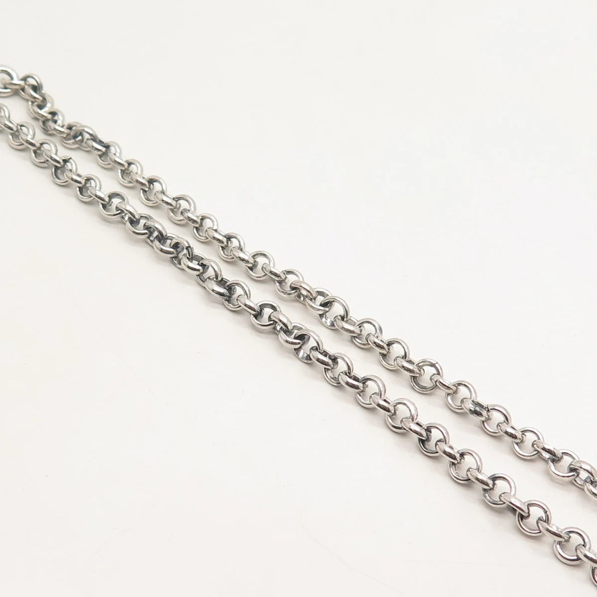 925 Sterling Silver Vintage Mexico Real Carnelian Gem Rolo Chain Necklace 18"