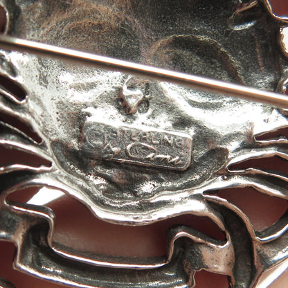 925 Sterling Silver Vintage Cini Cancer Zodiac Sign Pin Brooch