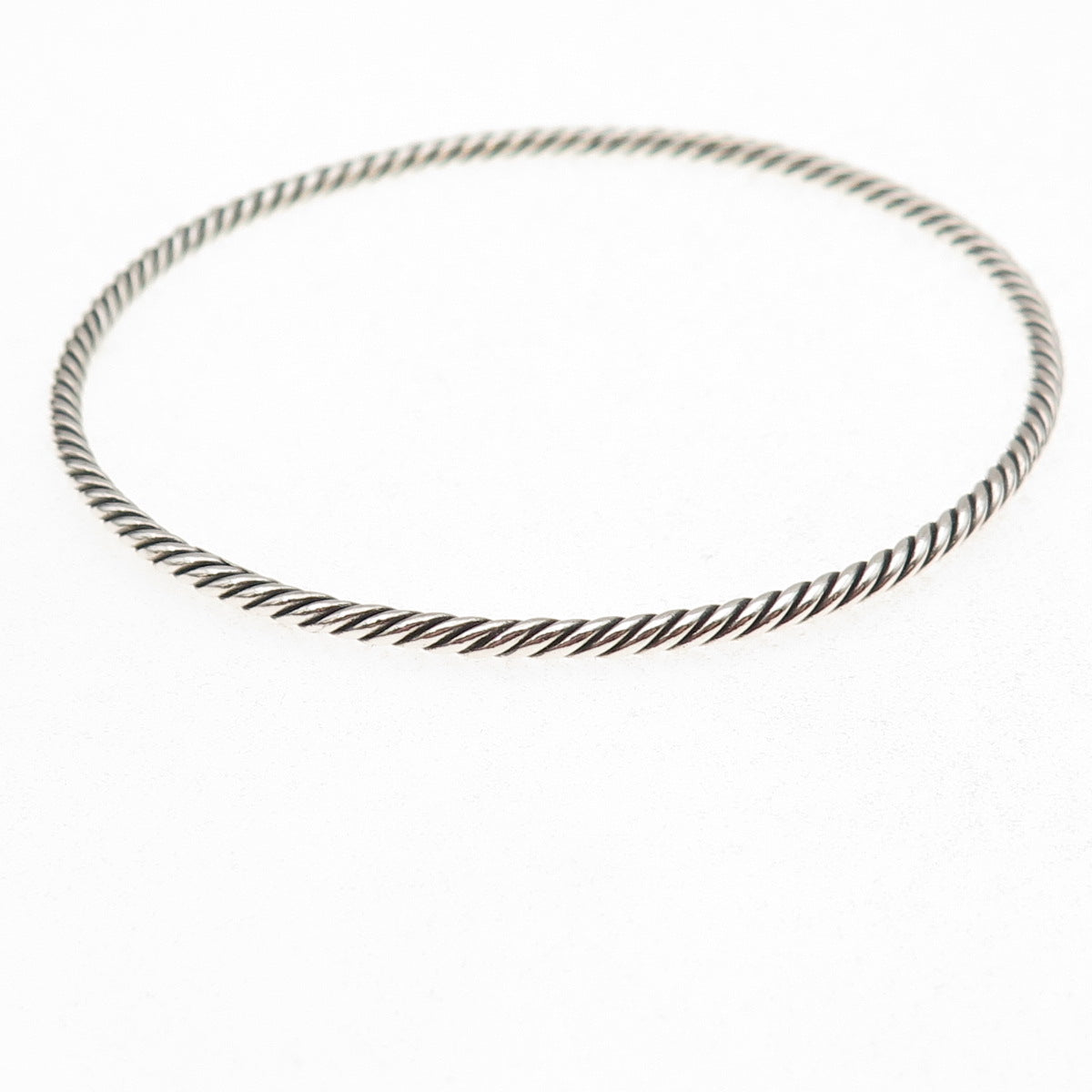 David Yurman 925 Sterling Silver Vintage Stackable Cable Bangle Bracelet 8.25"