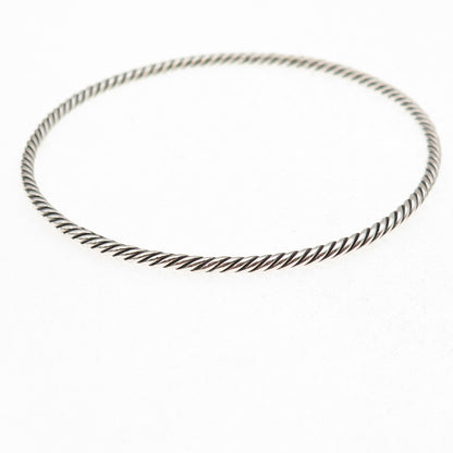David Yurman 925 Sterling Silver Vintage Stackable Cable Bangle Bracelet 8.25"