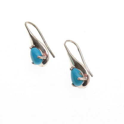 D'Joy 925 Sterling Silver Real Sleeping Beauty Turquoise Teardrop Drop Earrings
