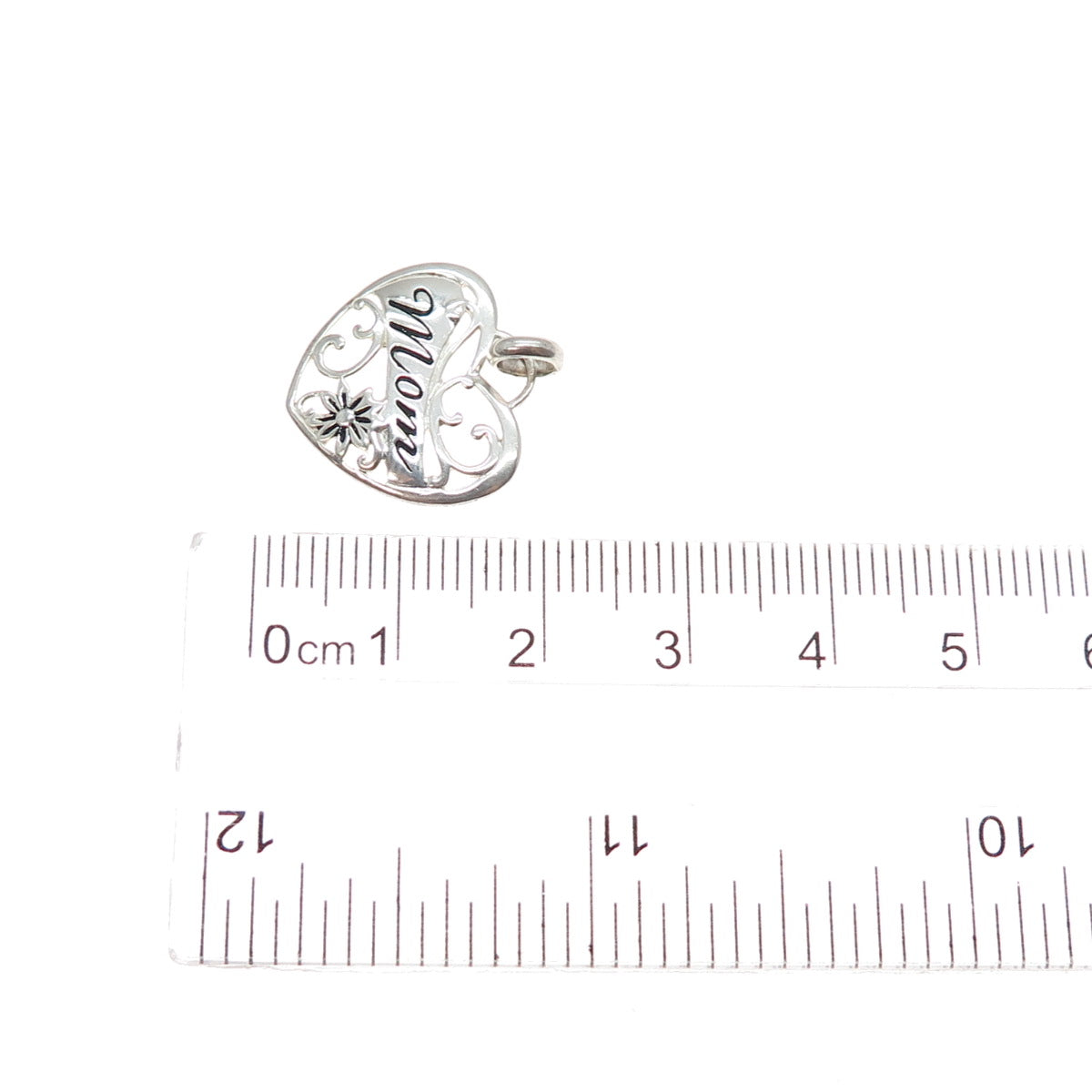 JCM Jacmel Mauritius 925 Sterling Silver Vintage Mom Heart Mini Charm Pendant
