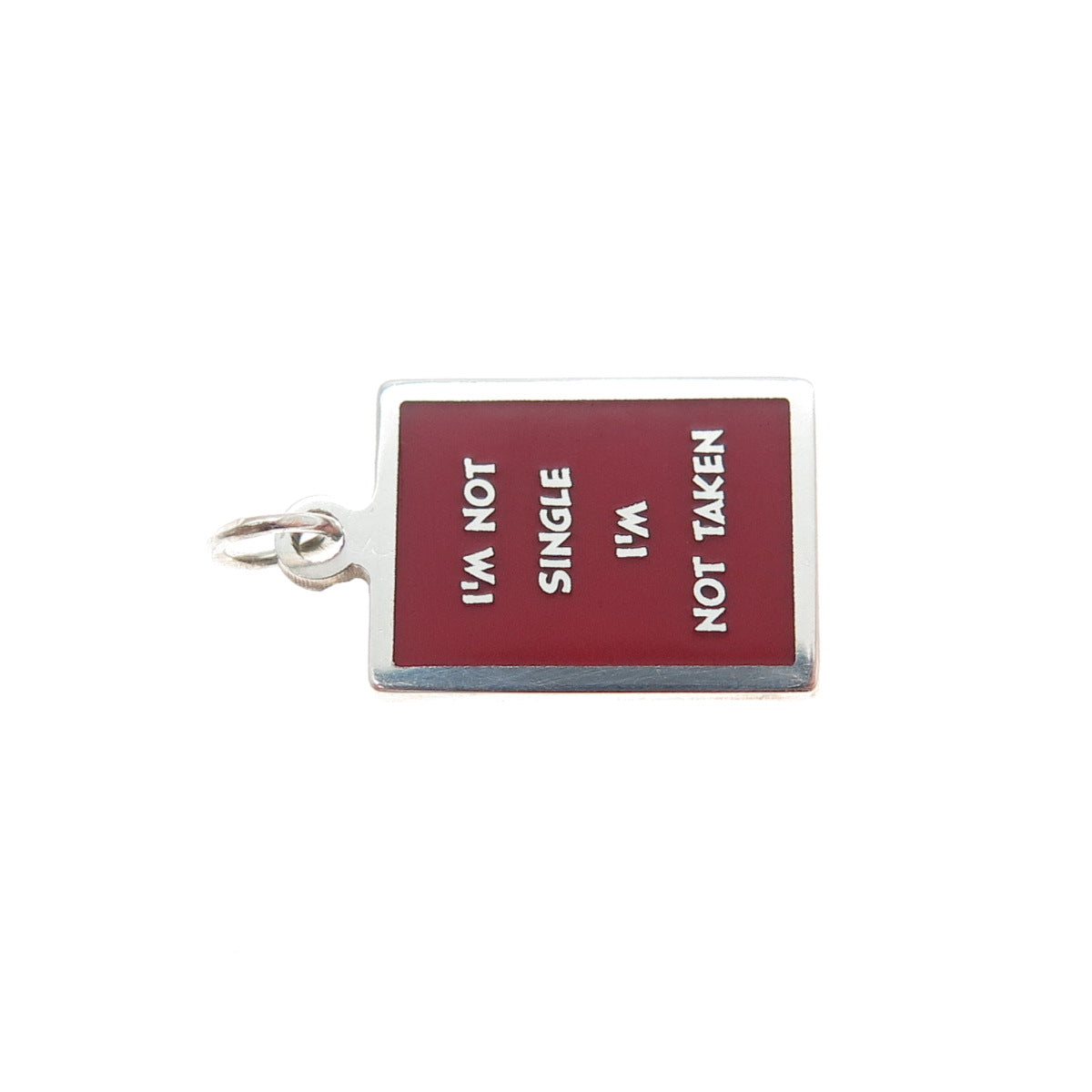 925 Sterling Silver Enamel I'm Not Single I'm Not Taken Minimalist Charm Pendant