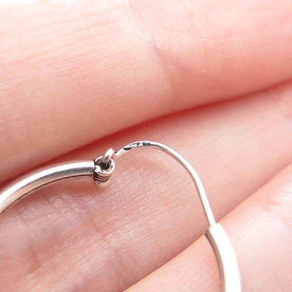 925 Sterling Silver Vintage Modernist Swirl Oxidized Hoop Earrings