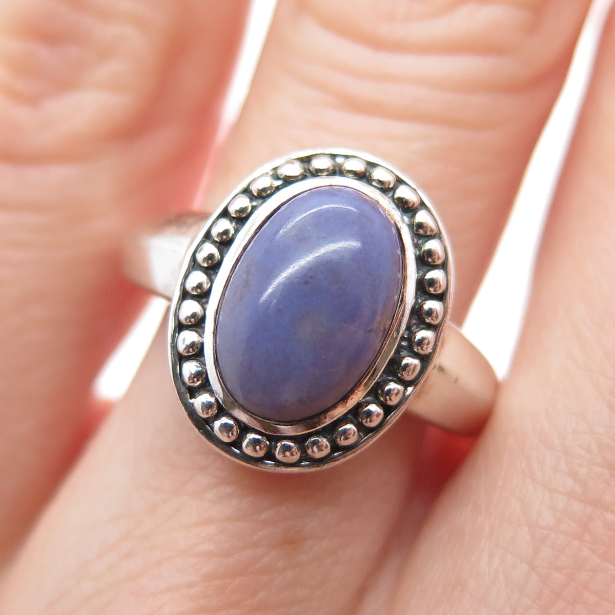 MICHELLE ALBALA 925 Sterling Silver Vintage Real Sugilite Beaded Ring Size 6