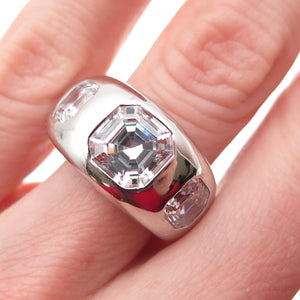 JCL Colleen Lopez 925 Sterling Silver Asscher-Cut C Z Modernist Ring Size 6.25