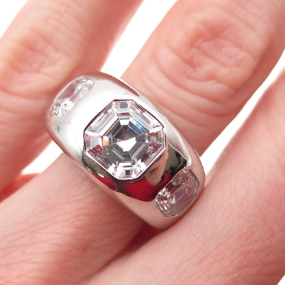 JCL Colleen Lopez 925 Sterling Silver Asscher-Cut C Z Modernist Ring Size 6.25