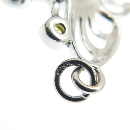 925 Sterling Silver 2-Tone Real Amethyst & Citrine Gemstone Butterfly Pendant