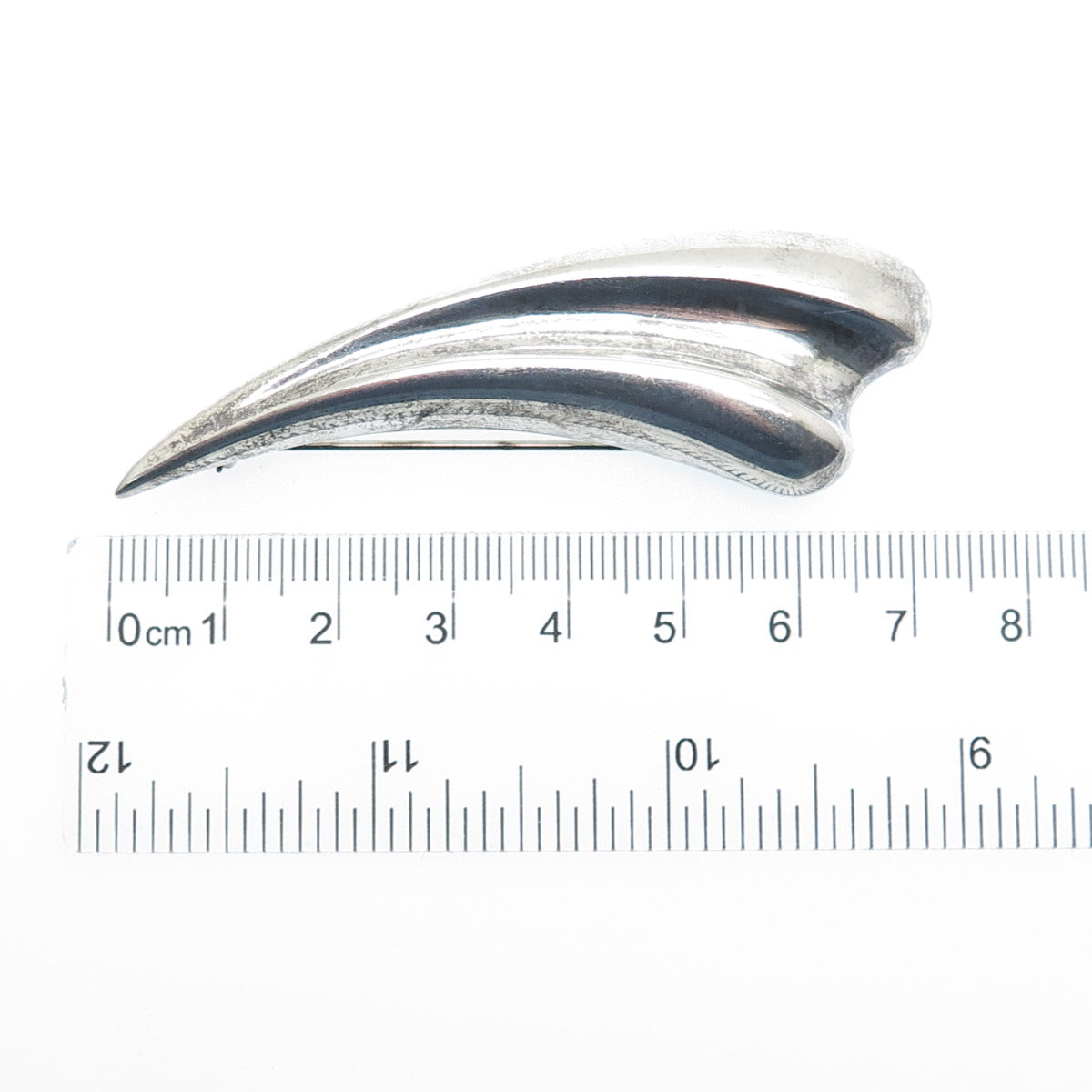 BAYANIHAN 925 Sterling Silver Vintage Modernist Heart / Claw Pin Brooch