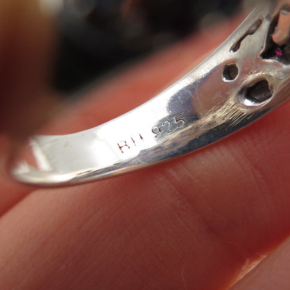 EFFY 925 Sterling Silver Real Round-Cut Multi-Color Sapphire Ring Size 9.25