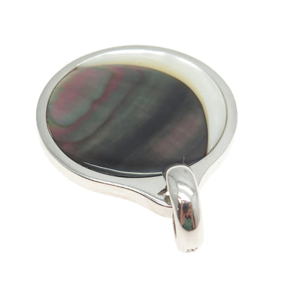 925 Sterling Silver Real Abalone Shell & MOP Modernist Pendant