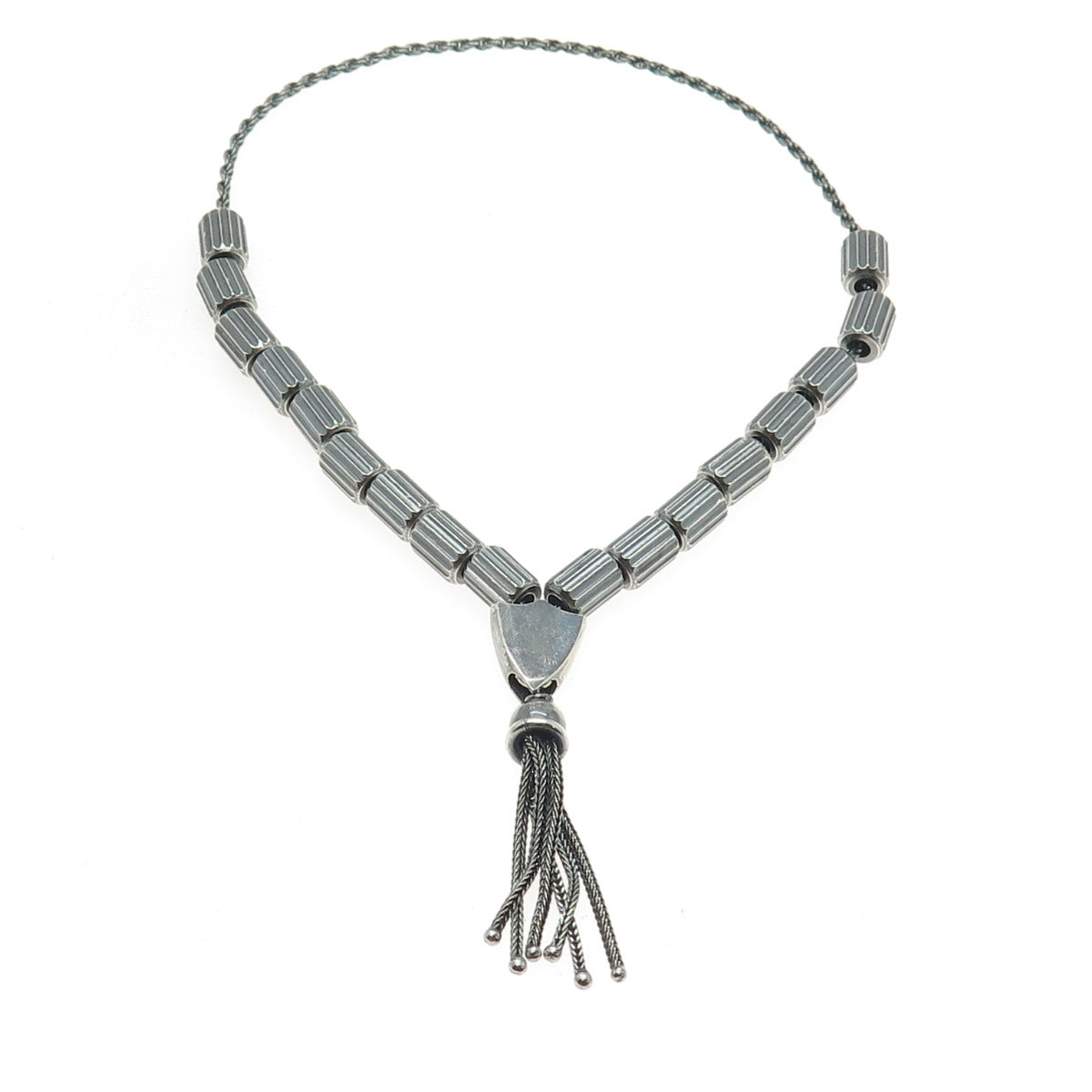 925 Sterling Silver Vintage Prayer Beads Religious Oxidized Chain 11"