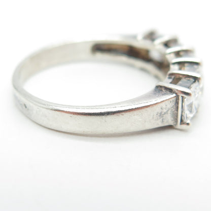 925 Sterling Silver Vintage Princess-Cut Shaped C Z Ring Size 9