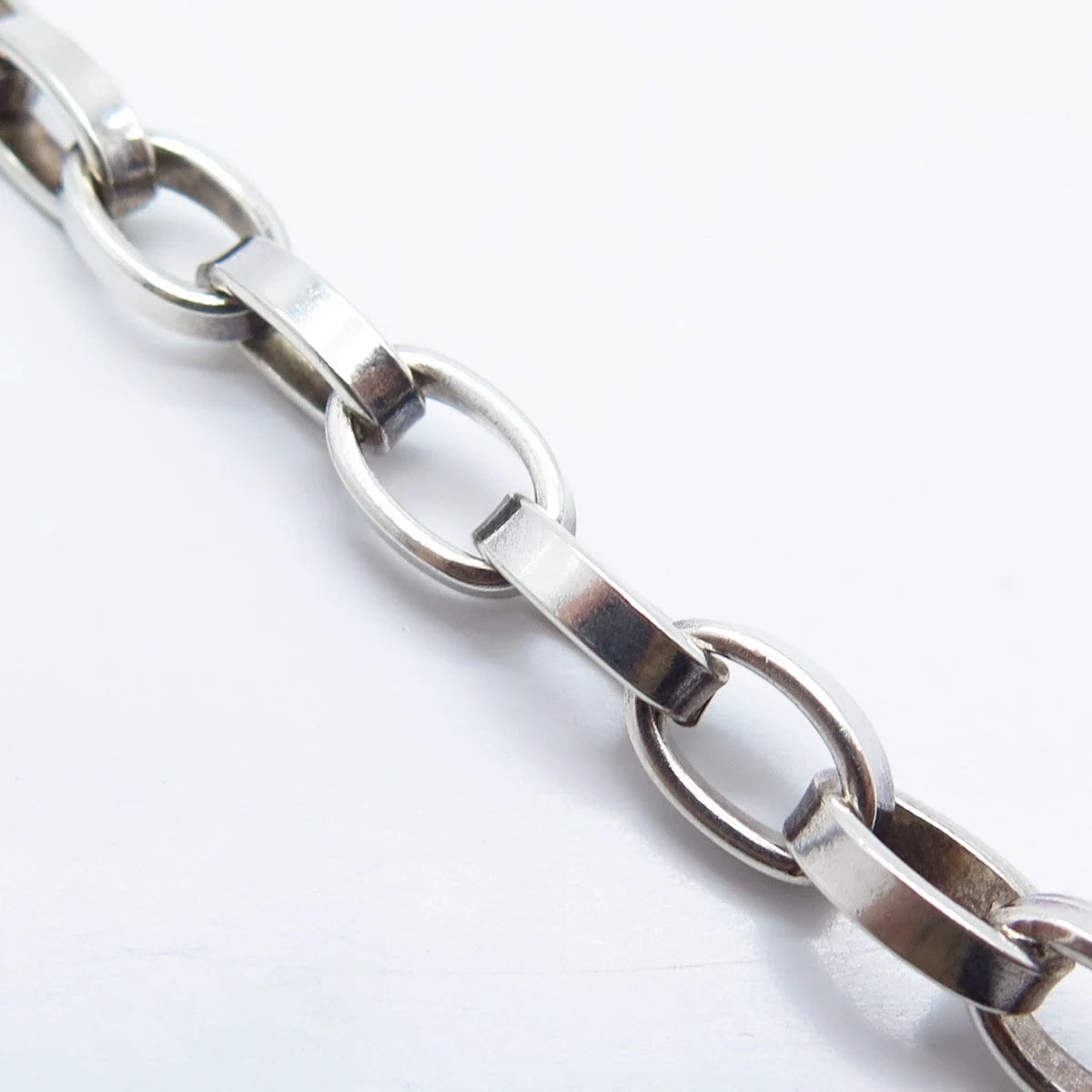925 Sterling Silver Vintage Heart Oval Link Bracelet 6.75"
