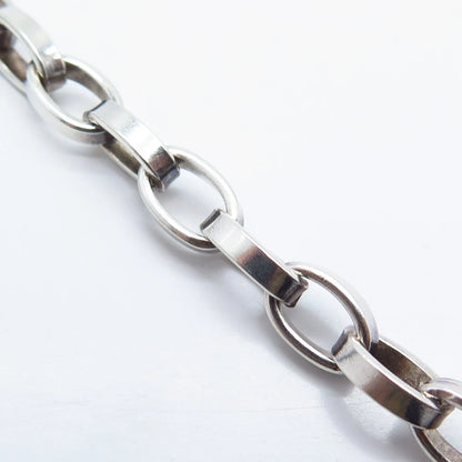 925 Sterling Silver Vintage Heart Oval Link Bracelet 6.75"