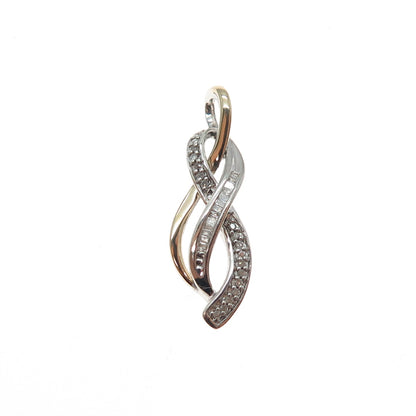 SUN 925 Sterling Silver 14K Gold Real Diamond Infinity Charm Pendant