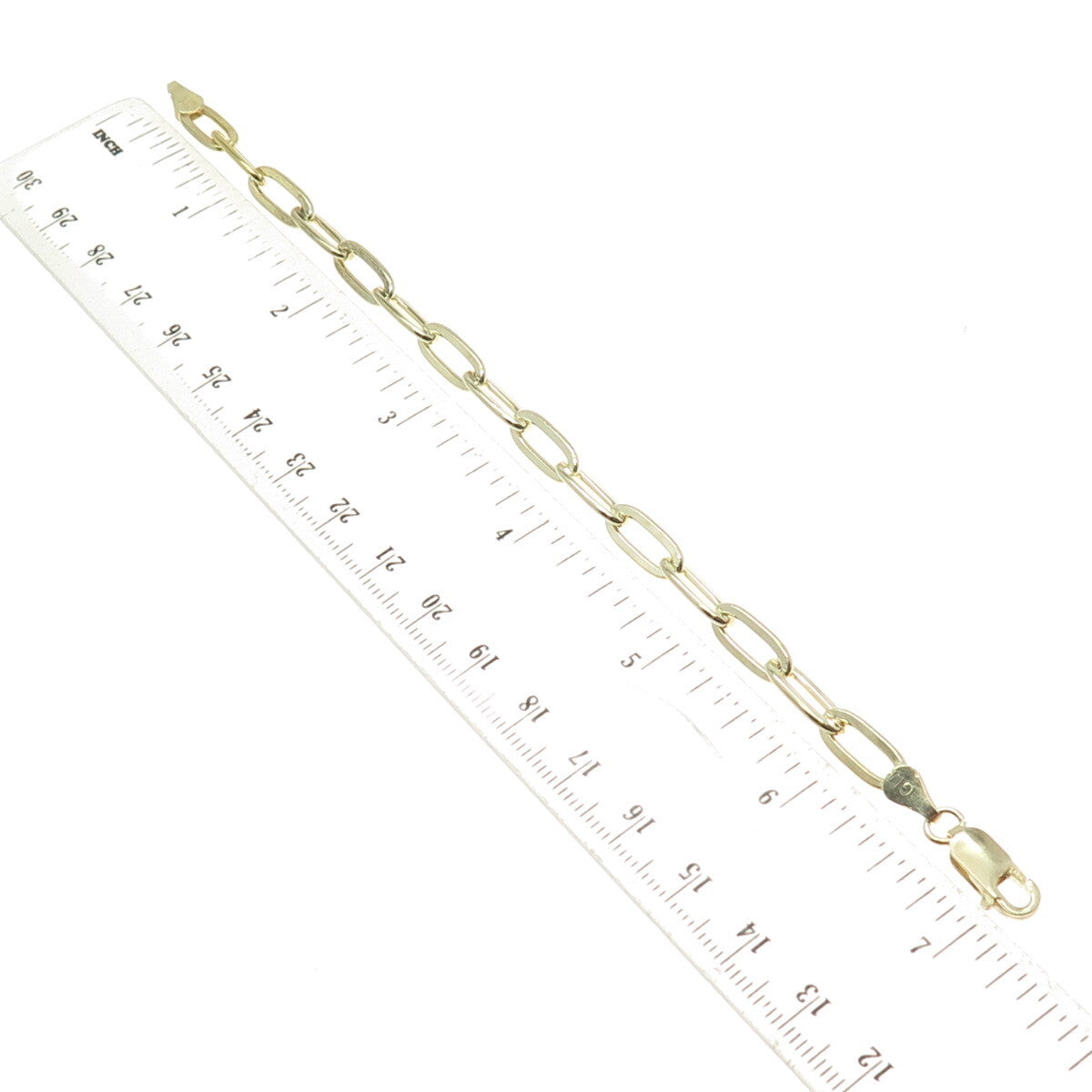 925 Sterling Silver Gold Plated Italy Paperclip Link Bracelet 6.75"