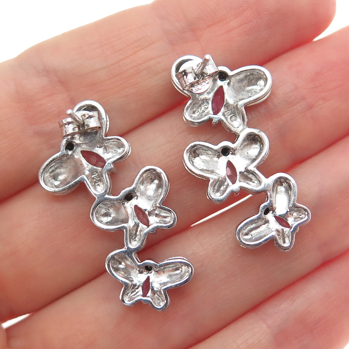ALWAND VAHAN Sterling Silver Real Diamond Accent & Pink Topaz Butterfly Earrings
