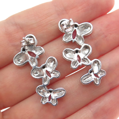 ALWAND VAHAN Sterling Silver Real Diamond Accent & Pink Topaz Butterfly Earrings
