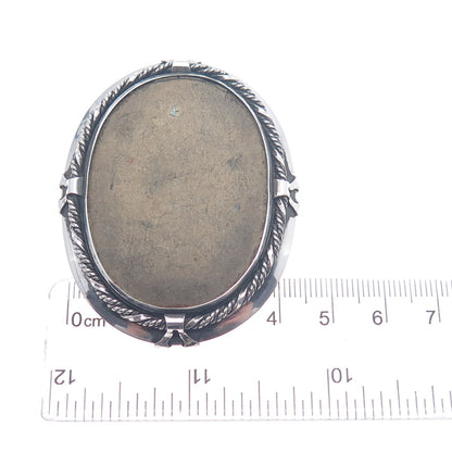 925 Sterling Silver Vintage England Picture Frame Oxidized Pin Brooch