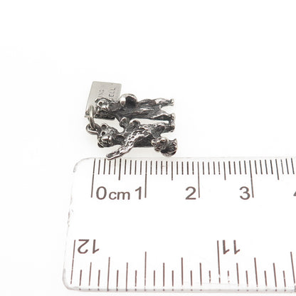 Bell Trading Post Sterling Silver Antique Art Deco Bear Family 3D Mini Pendant