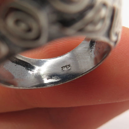 925 Sterling Silver Vintage Domed Nugget Ring Size 6.5