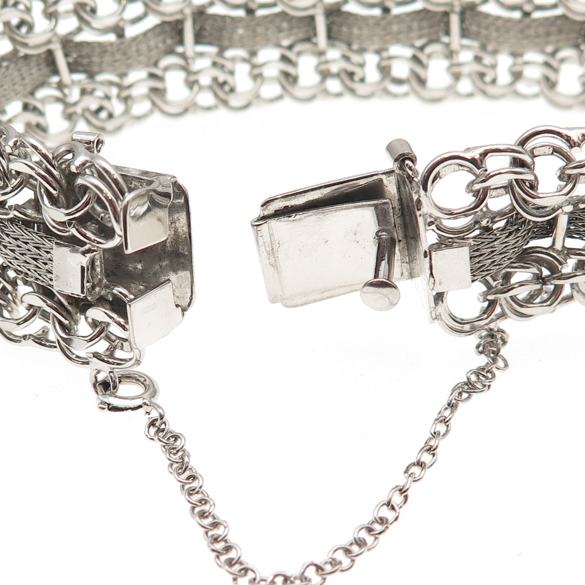 American 925 Sterling Silver Vintage Modernist Bismark & Spiga Link Bracelet 7"