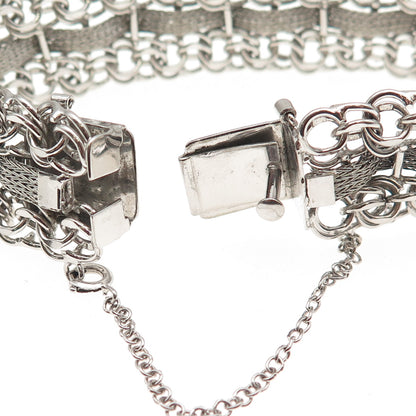 American 925 Sterling Silver Vintage Modernist Bismark & Spiga Link Bracelet 7"