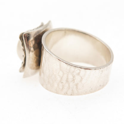 Silpada 925 Sterling Silver Vintage Real Pearl Modernist Oxidized Ring Size 6.75
