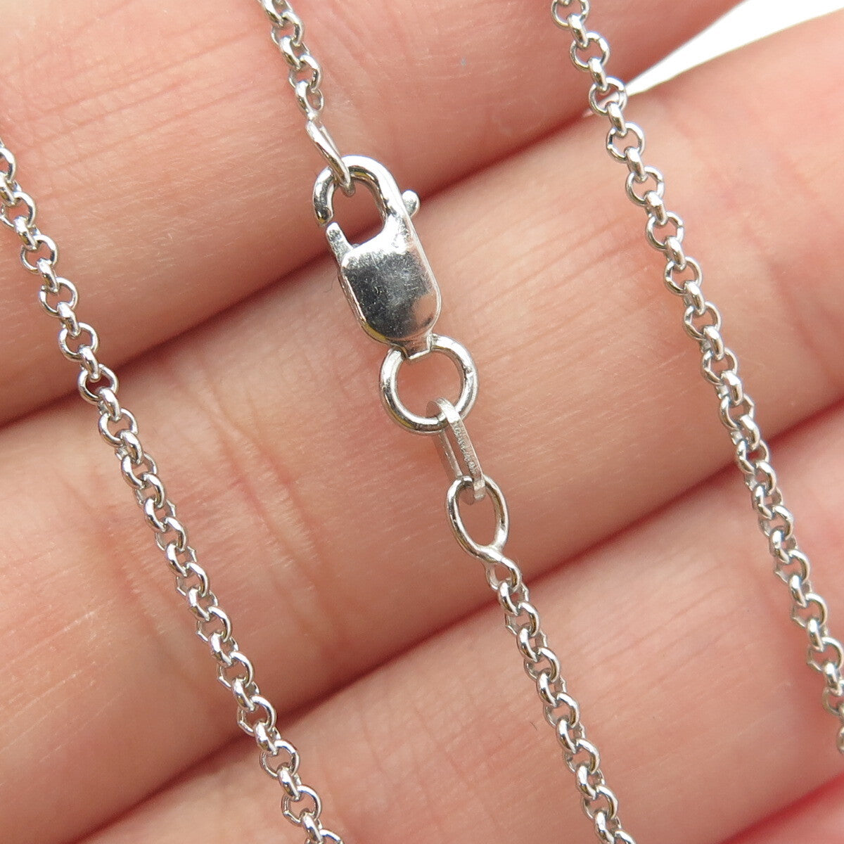 925 Sterling Silver Italy Round-Cut Shaped C Z Cross Rolo Chain Necklace 16"