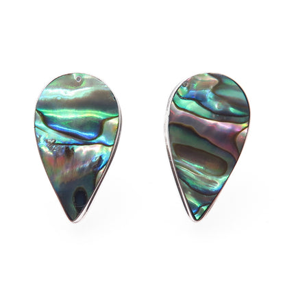 AF DESIGN 925 Sterling Silver Vintage Real Abalone Shell Teardrop Earrings