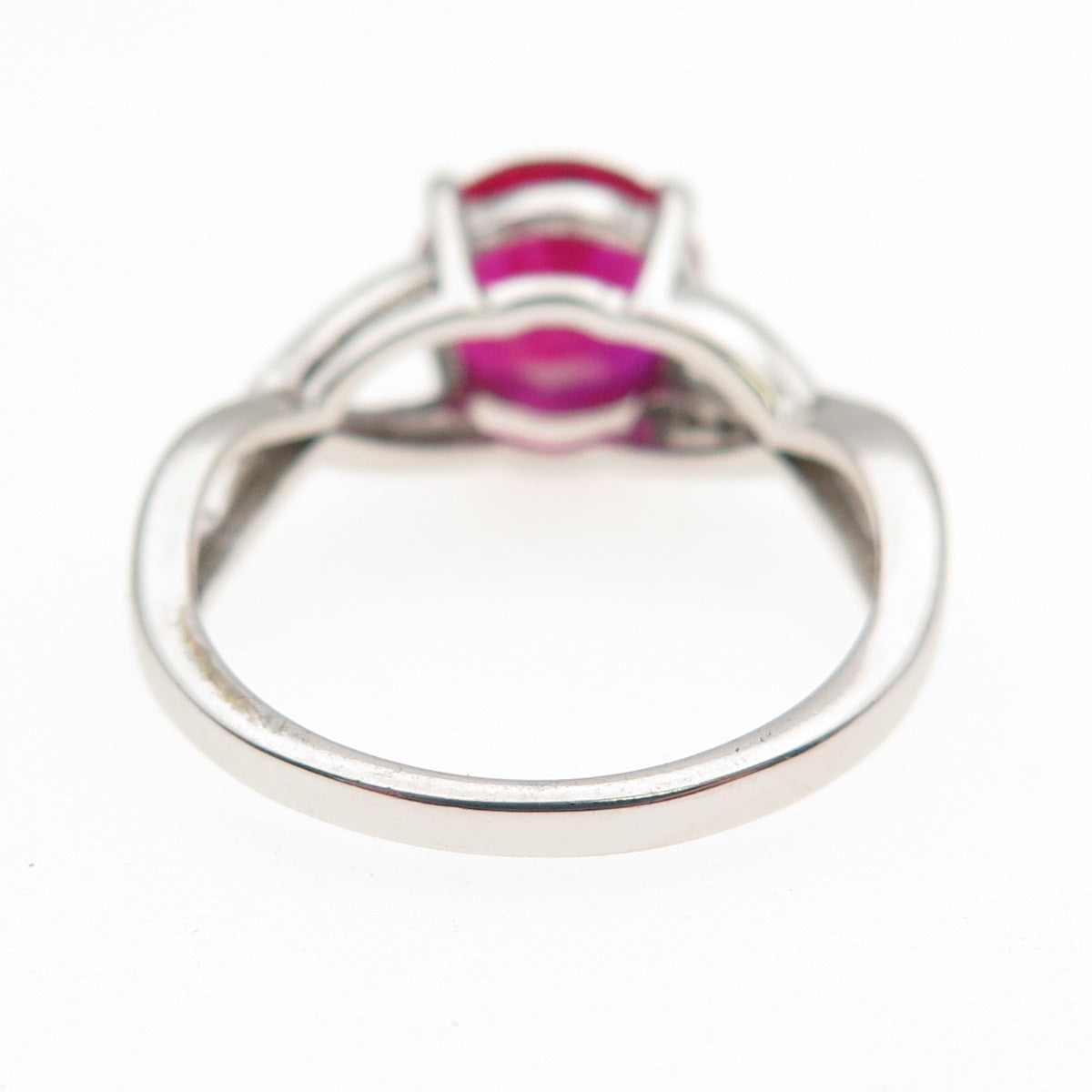 925 Sterling Silver Round-Cut Lab-Created Ruby & Real White Topaz Ring Size 7