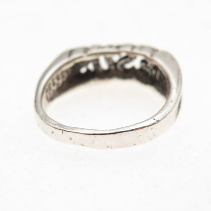 925 Sterling Silver Vintage Jesus Oxidized Name Ring Size 4.75