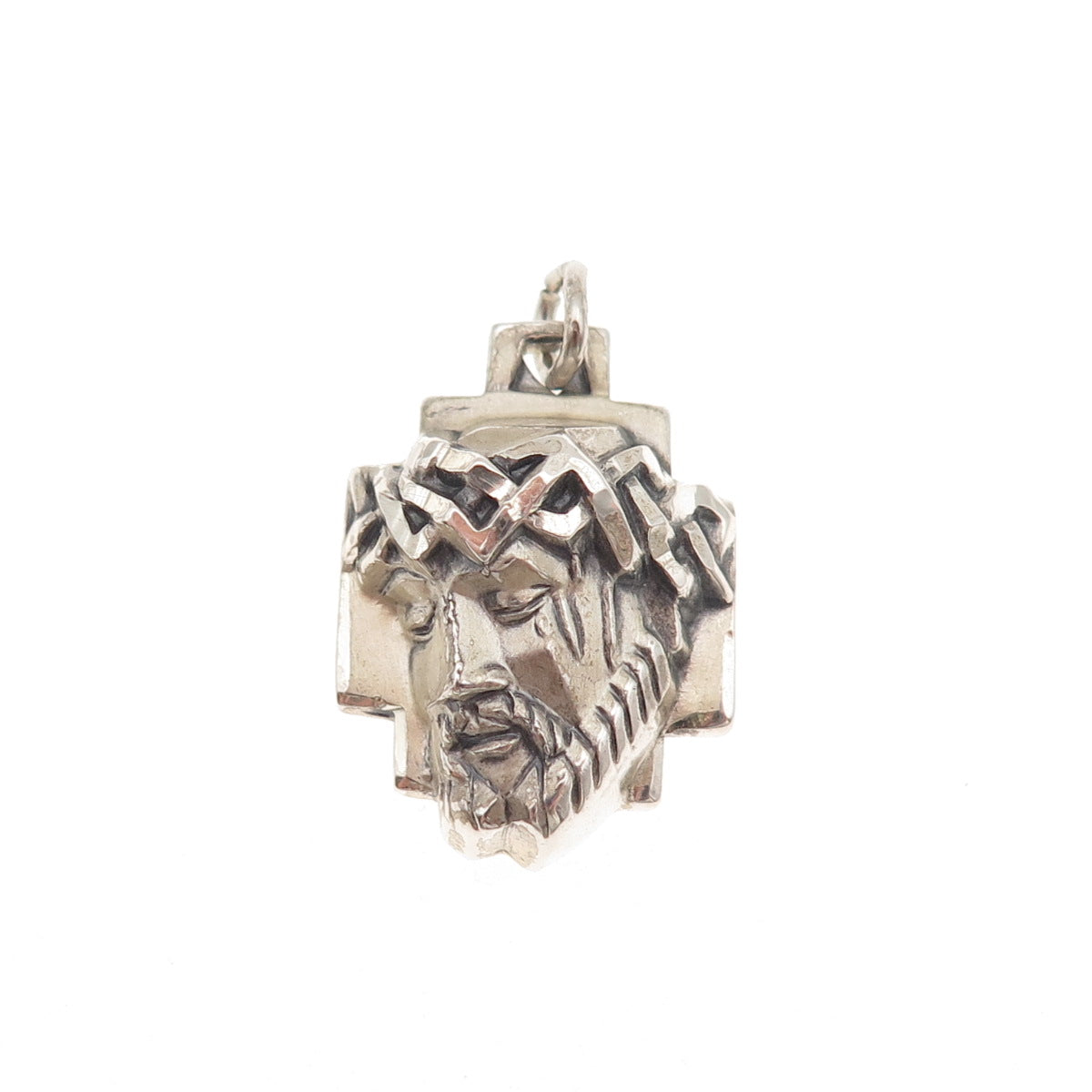 Creed 925 Sterling Silver Vintage Jesus Cross Oxidized Charm Pendant