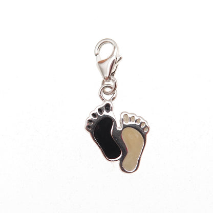 925 Sterling Silver Enamel Baby Foot Lobster Lock Charm Pendant