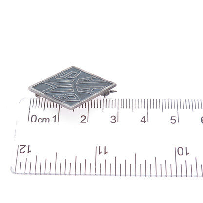 925 Sterling Silver Antique Art Deco BMS AA Monogram Oxidized Pin Brooch