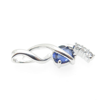 925 Sterling Silver Lab-Created Sapphire & White Topaz Twisted Pendant