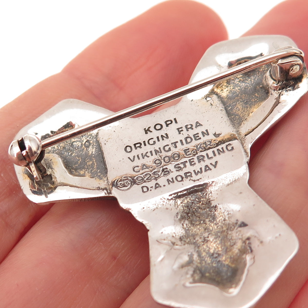 David Andersen 925S Sterling Silver Vintage Norway Saga Oxidized Pin Brooch