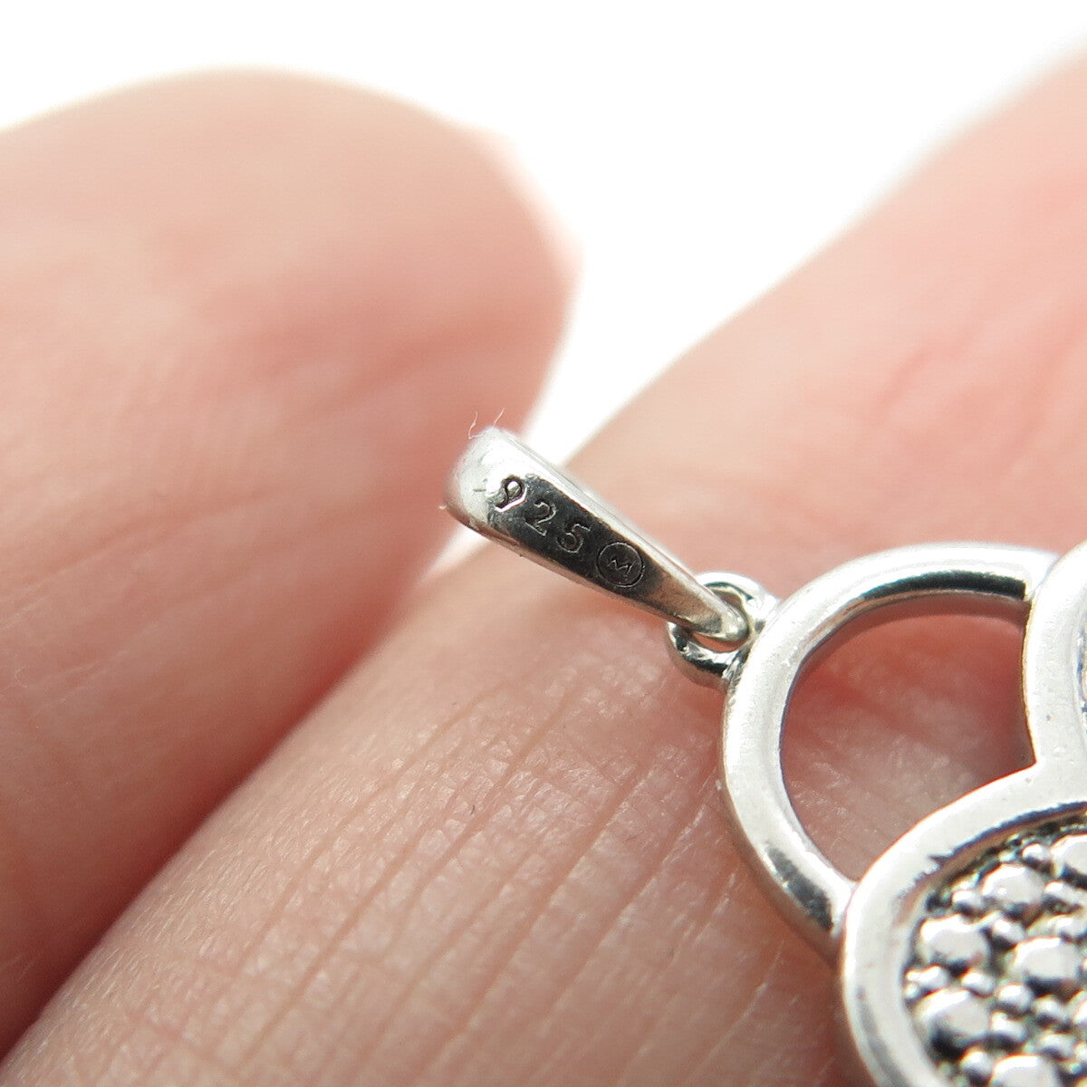 925 Sterling Silver Real Diamond Heart Lock Pendant