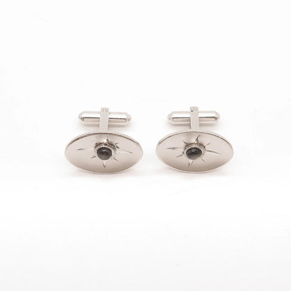 925 Sterling Silver Vintage USA Real Abalone Shell Oval Cufflinks