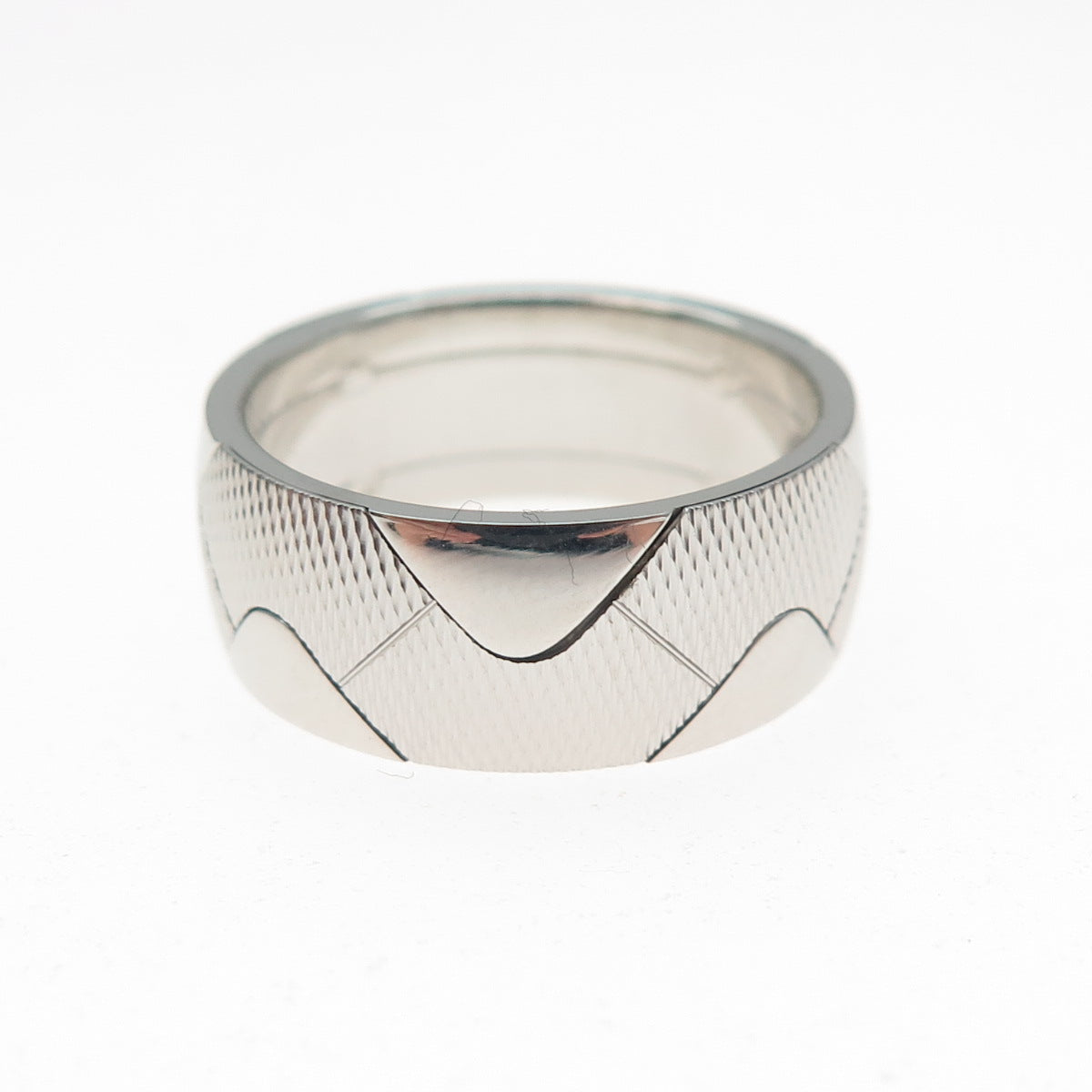 NEOS 925 Sterling Silver Textured Zig Zag Band Ring Size 7.75