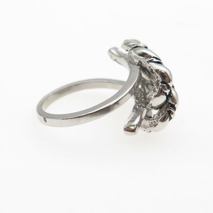 925 Sterling Silver Vintage Interlocked Circle Oxidized Ring Size 6.25