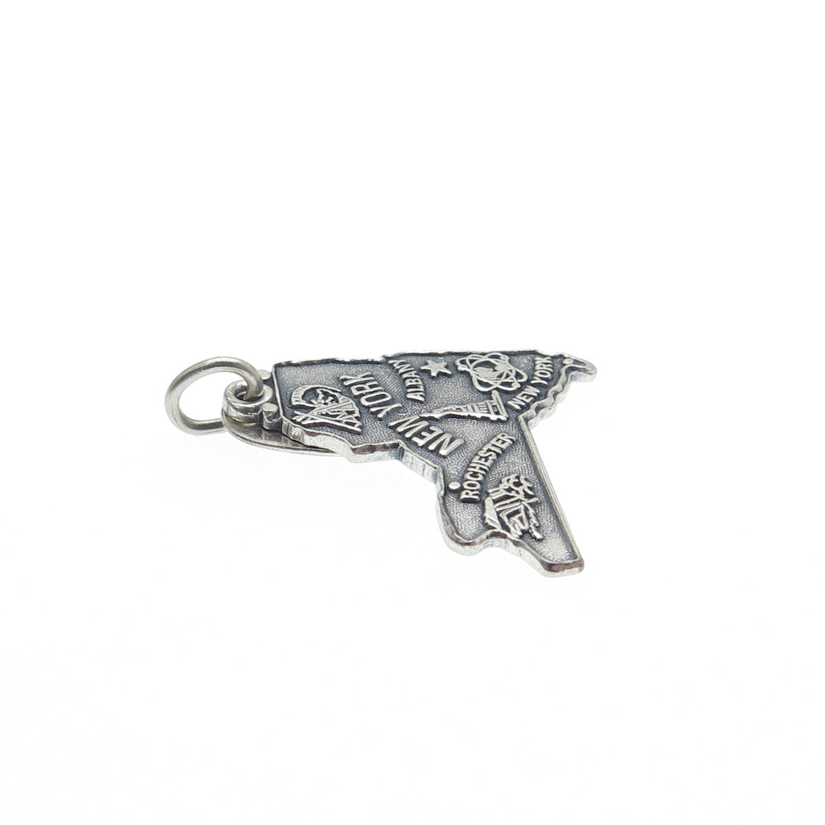 MAISELS INDIAN TRADING 925 Sterling Silver Vintage New York State Map Pendant