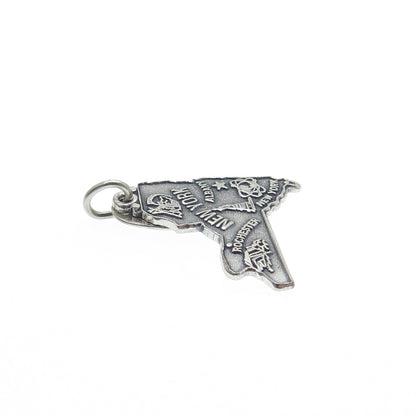 MAISELS INDIAN TRADING 925 Sterling Silver Vintage New York State Map Pendant